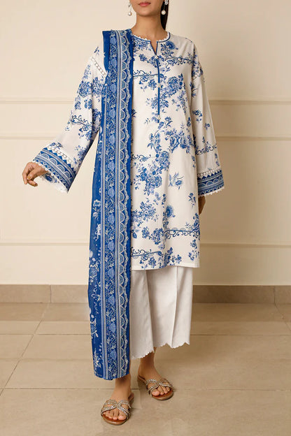 White | Saya 3pc Unstitched Lawn Suit