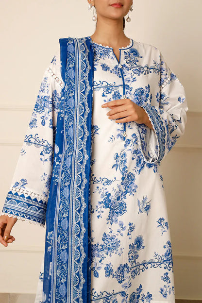 White | Saya 3pc Unstitched Lawn Suit