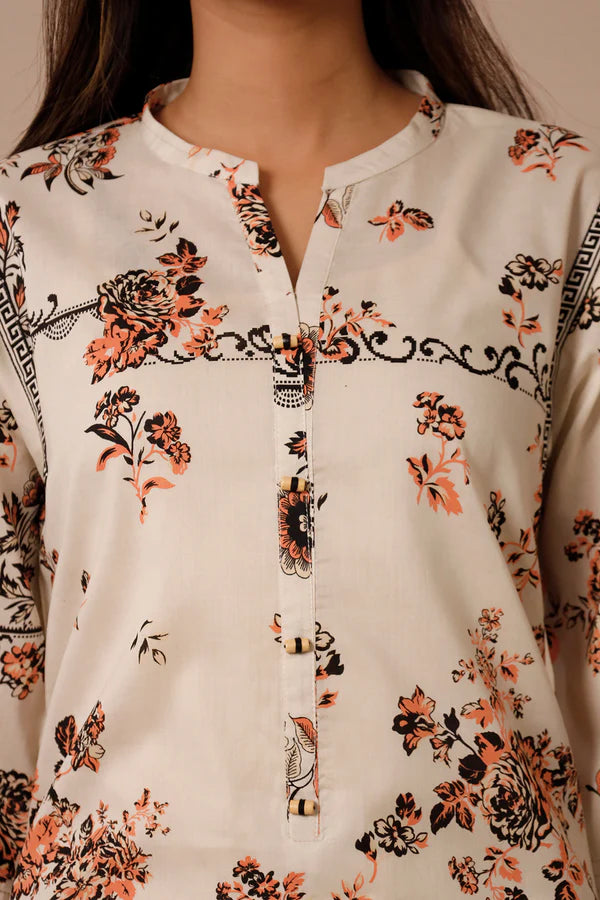 Beige | Saya 3pc Unstitched Lawn Suit