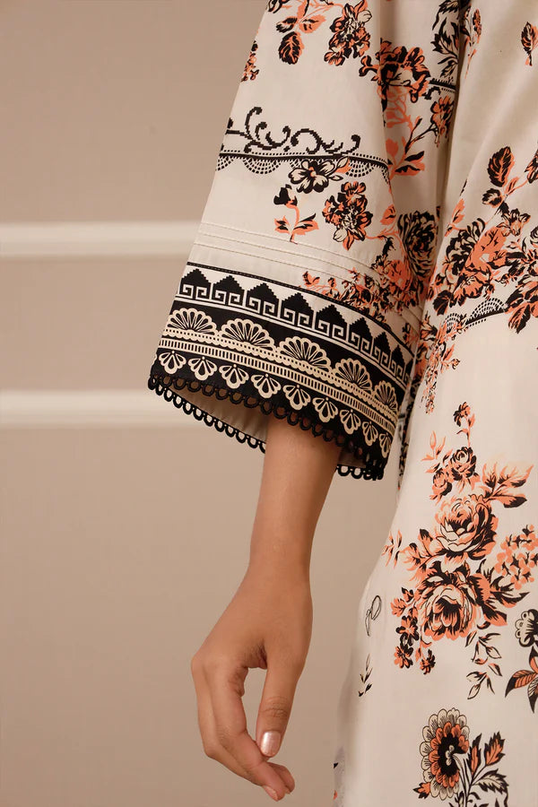 Beige | Saya 3pc Unstitched Lawn Suit