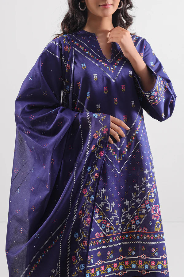 Royal Blue | Saya 3pc Unstitched Lawn Suit