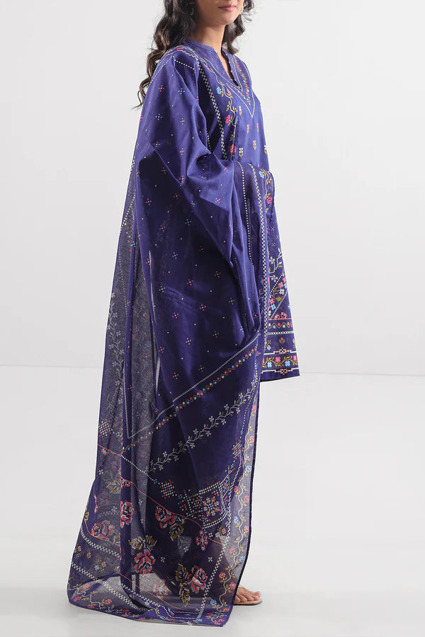 Royal Blue | Saya 3pc Unstitched Lawn Suit