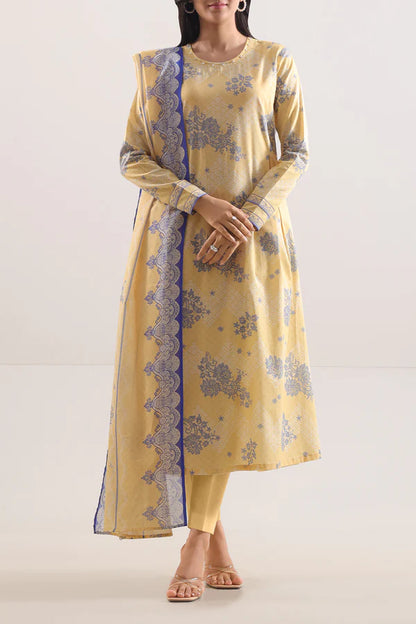 Lemon Yellow | Saya 3pc Unstitched Lawn Suit