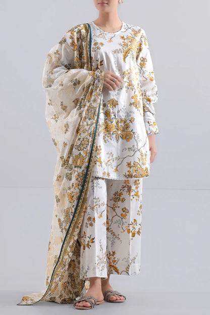 Ivory| Saya 2PC Unstitched Lawn Suit