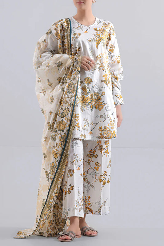 Ivory| Saya 2PC Unstitched Lawn Suit