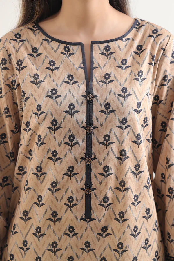 Beige | Saya 3pc Unstitched Lawn Suit