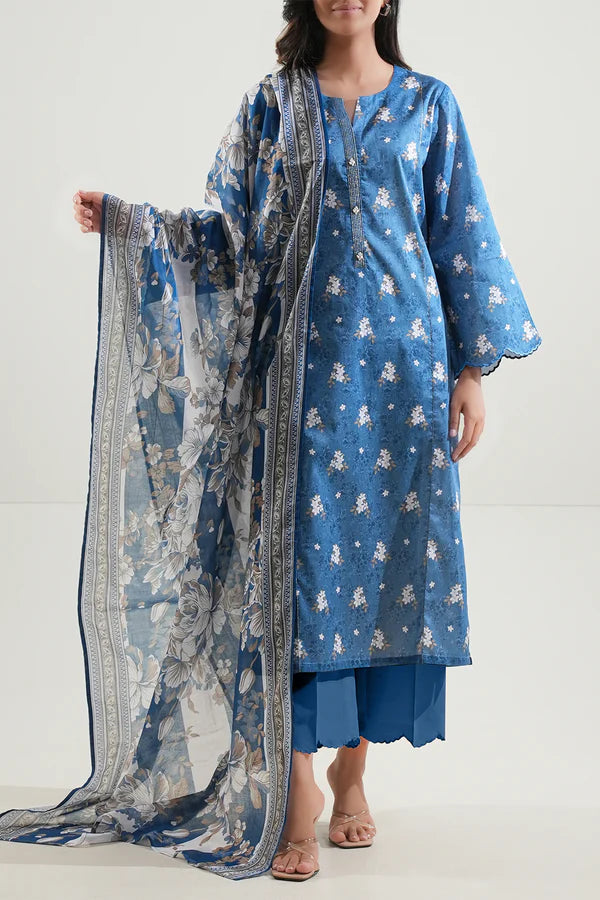 Blue | Saya 3pc Unstitched Lawn Suit