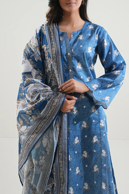 Blue | Saya 3pc Unstitched Lawn Suit