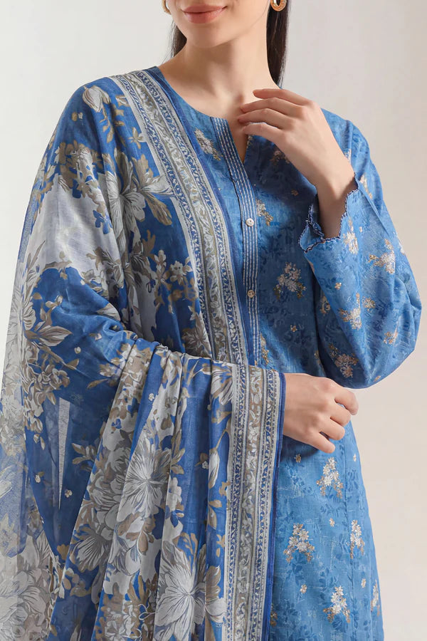 Blue | Saya 3pc Unstitched Lawn Suit