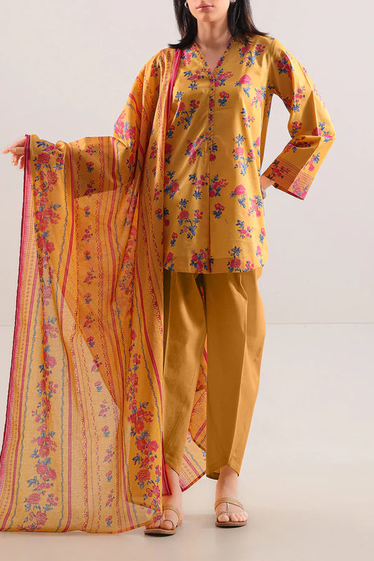 Mango Yellow | Saya 3pc Unstitched Lawn Suit