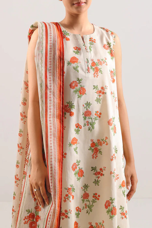 Ivory | Saya 3pc Unstitched Lawn Suit