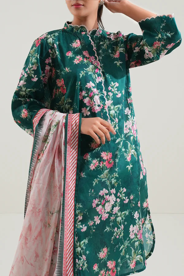 Green | Saya 3pc Unstitched Lawn Suit