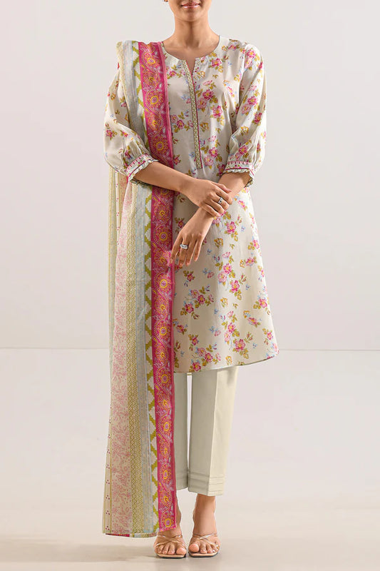 Ivory | Saya 3pc Unstitched Lawn Suit