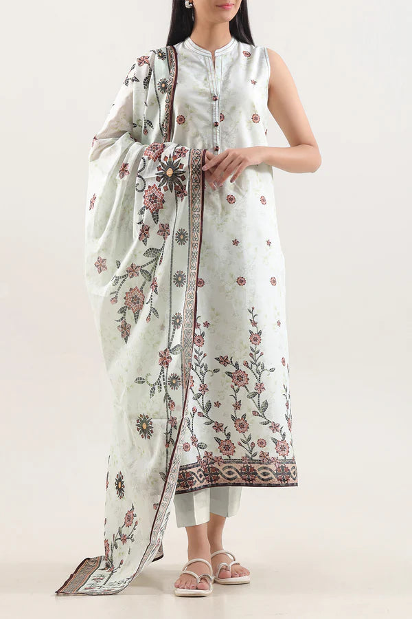 Ivory | Saya 3pc Unstitched Lawn Suit