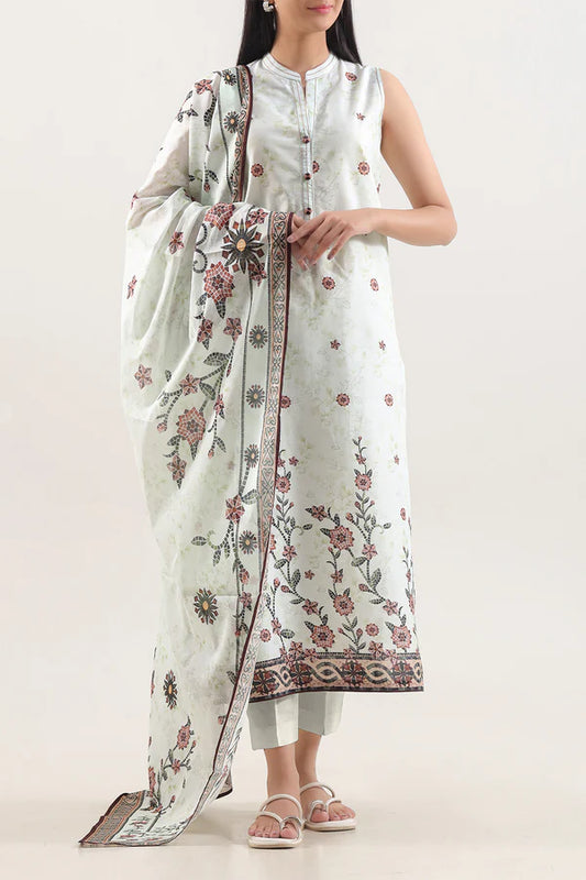 Ivory | Saya 3pc Unstitched Lawn Suit