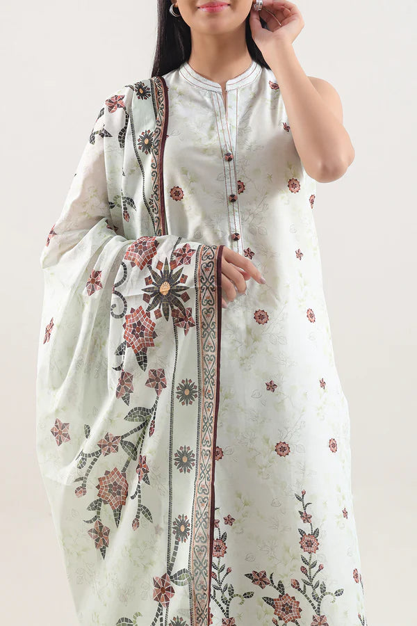 Ivory | Saya 3pc Unstitched Lawn Suit