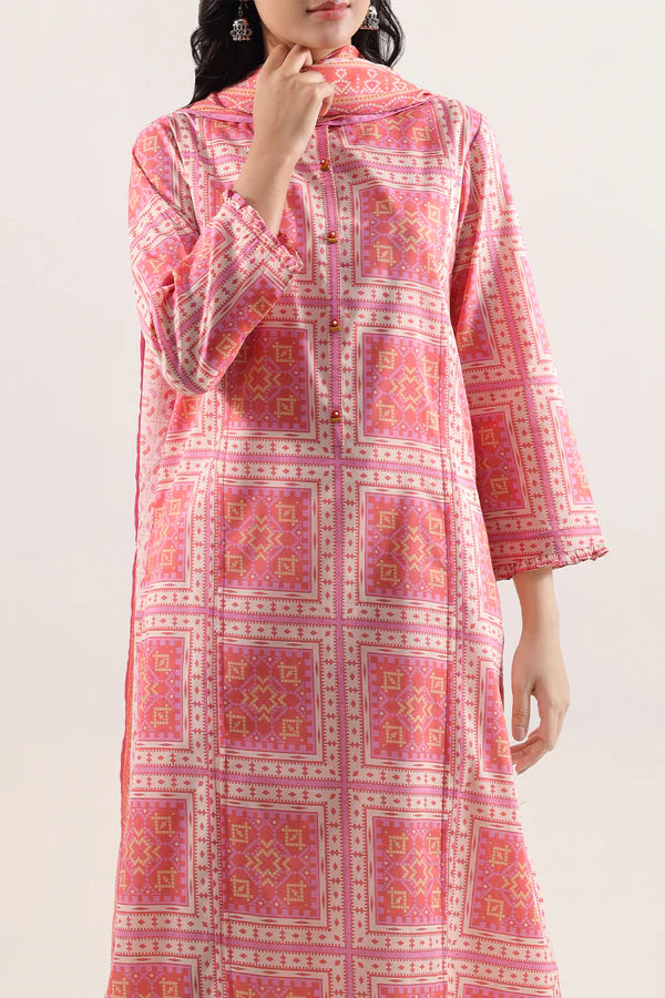 Peach | Saya 3pc Unstitched Lawn Suit