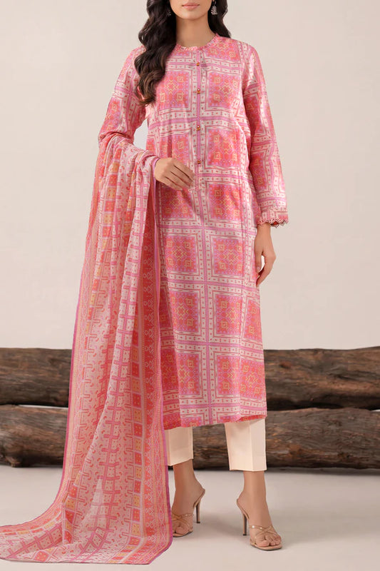 Peach | Saya 3pc Unstitched Lawn Suit