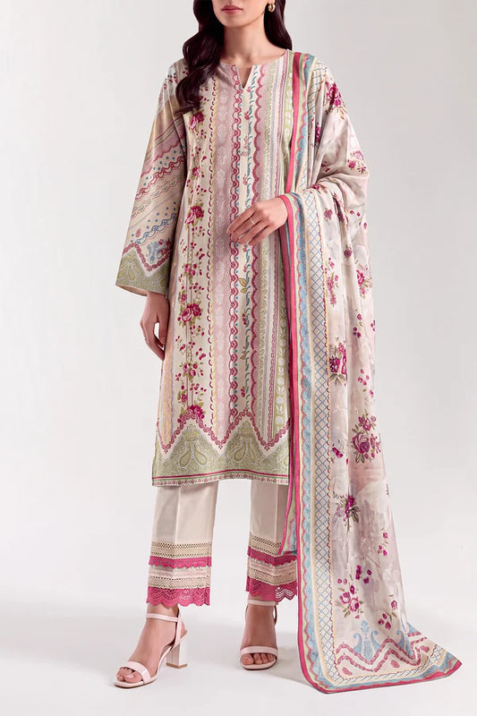shot of the Saya Printed Lawn Suit Ivory