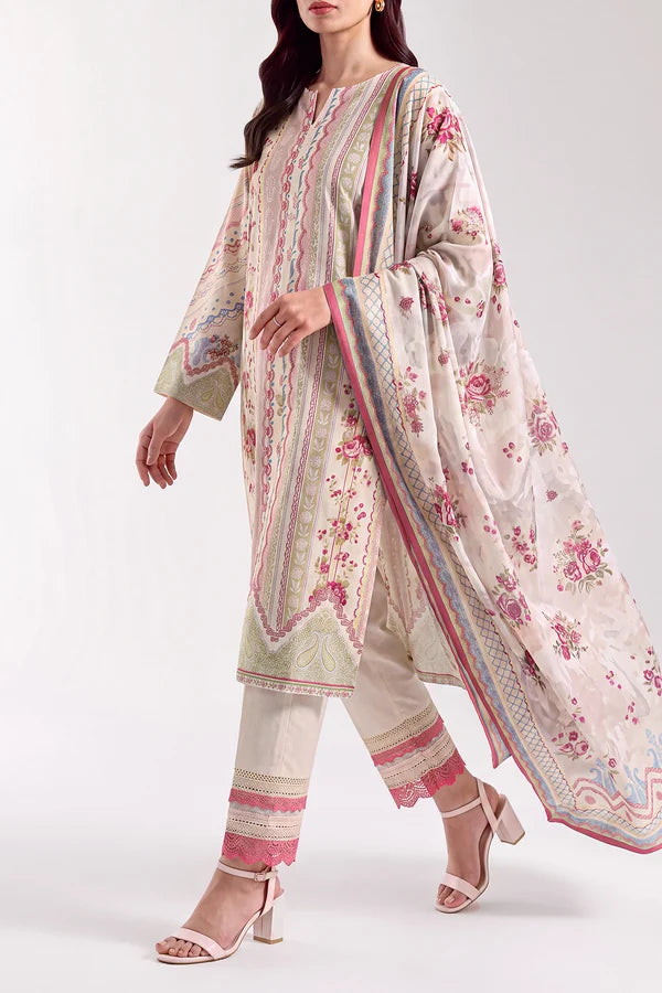 shot of the Saya Printed Lawn Suit Ivory