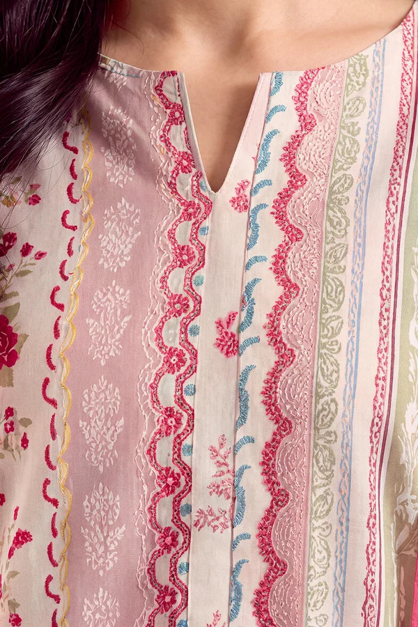 shot of the Saya Printed Lawn Suit Ivory