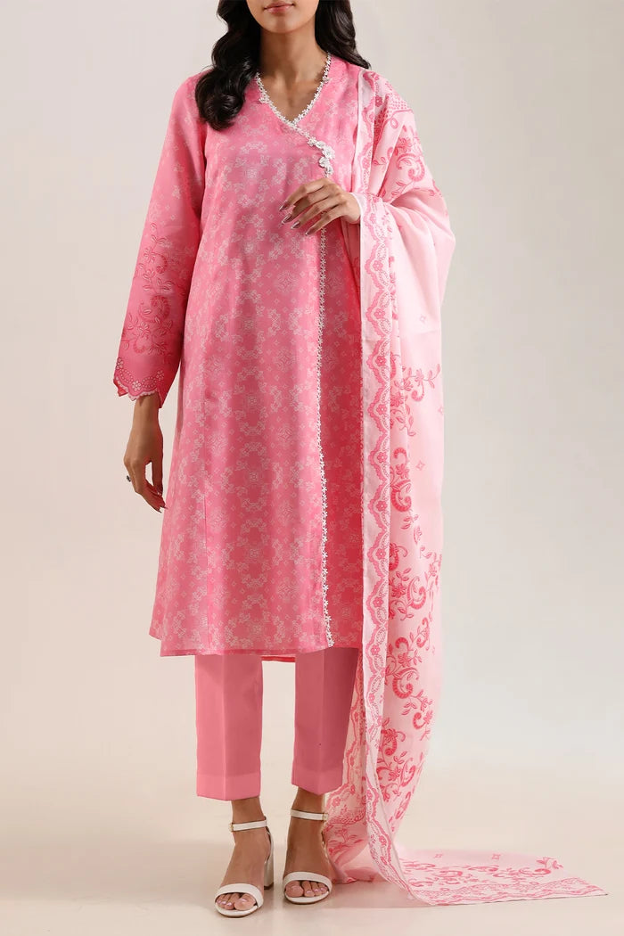 shot of the Saya Printed Lawn Suit Peachy Pink
