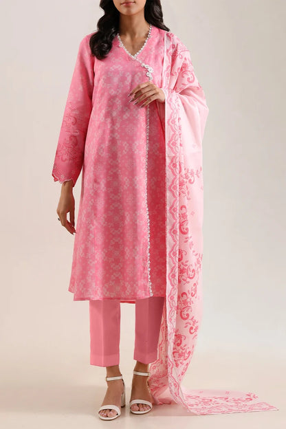 shot of the Saya Printed Lawn Suit Peachy Pink