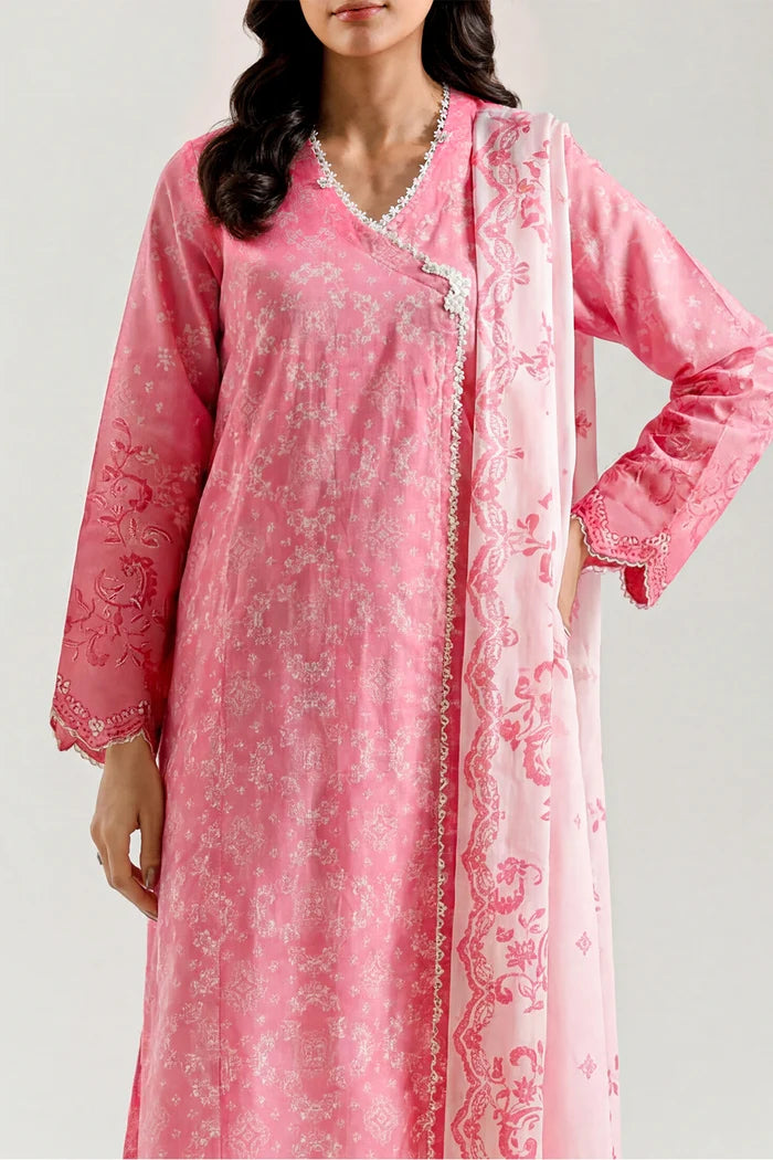 shot of the Saya Printed Lawn Suit Peachy Pink