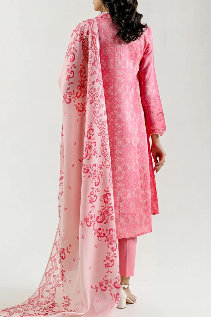 shot of the Saya Printed Lawn Suit Peachy Pink