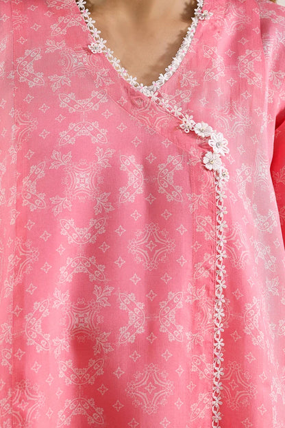 shot of the Saya Printed Lawn Suit Peachy Pink