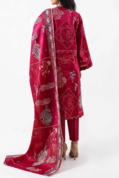 shot of the Saya Printed Lawn Suit Magenta Pink