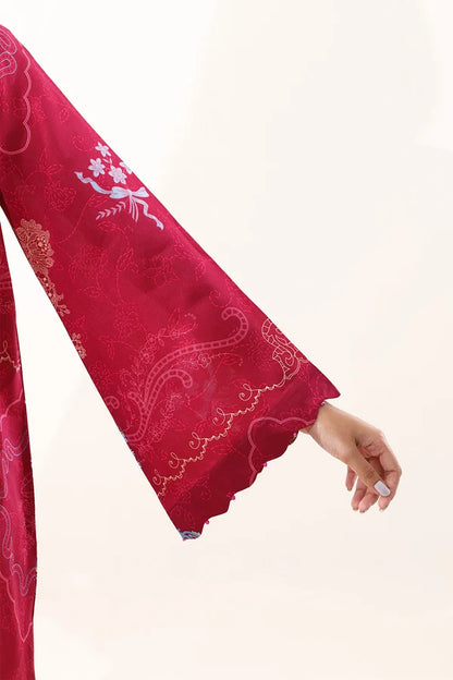 shot of the Saya Printed Lawn Suit Magenta Pink