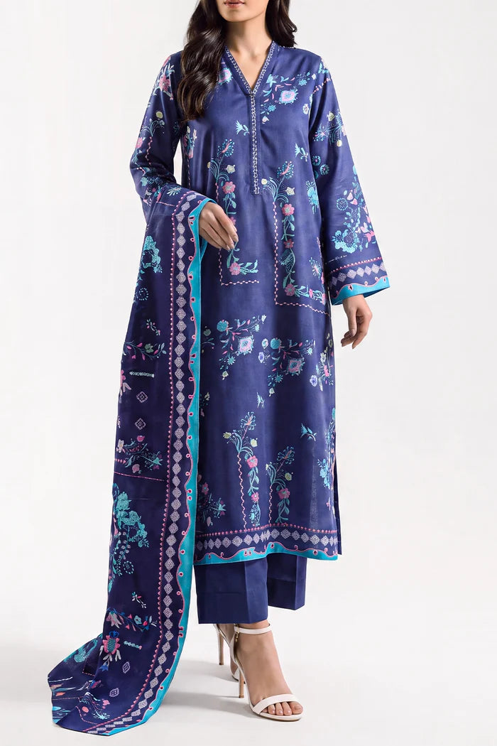 shot of the Saya Printed Lawn Suit Royal Blue