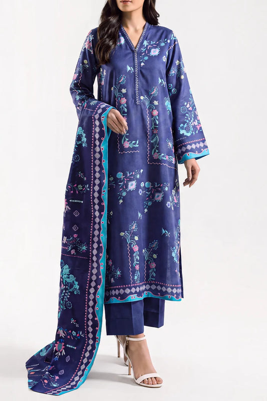 shot of the Saya Printed Lawn Suit Royal Blue