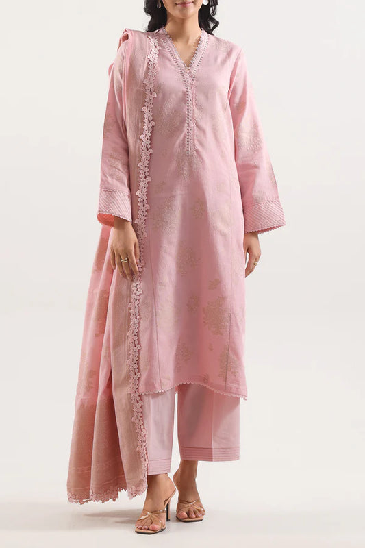 Light Pink | Saya 3pc Unstitched Cotton Jacquard 3-Piece