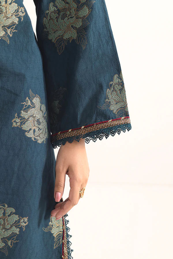 Dark Sea Green | Saya 3pc Unstitched Cotton Jacquard 3-Piece