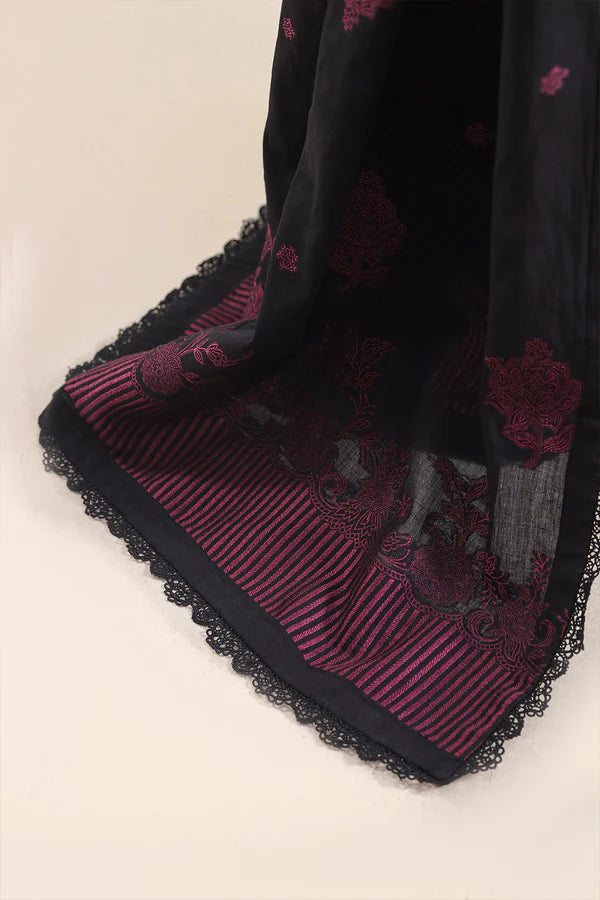 Black Saya Cotton Jacquard 3pc suit worn by model showcasing luxury unstitched tailoring.