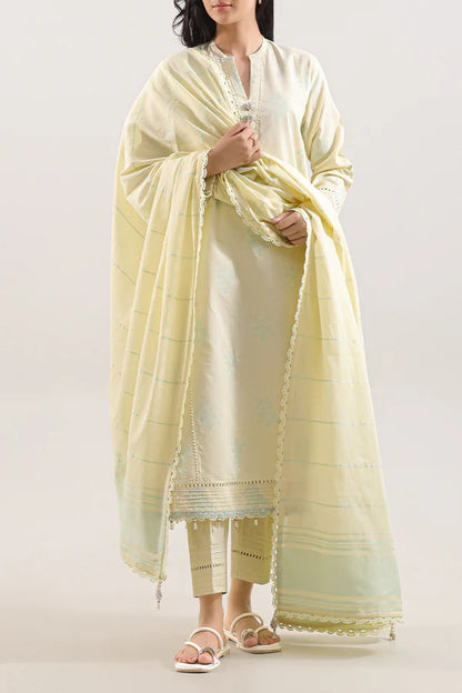 Saya Cotton Jacquard 3pc - Pastel Yellow