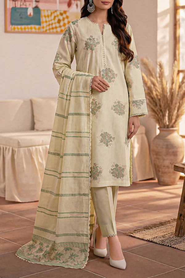 Lemon Yellow | Saya 3pc Unstitched Cotton Jacquard 3-Piece