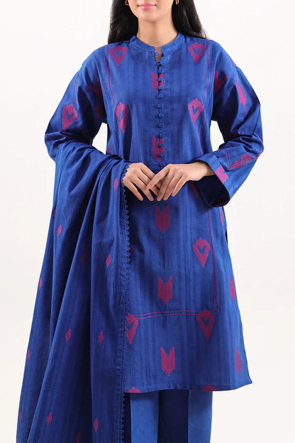 Blue | Saya 3pc Unstitched Cotton Jacquard 3-Piece