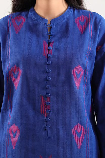 Blue | Saya 3pc Unstitched Cotton Jacquard 3-Piece