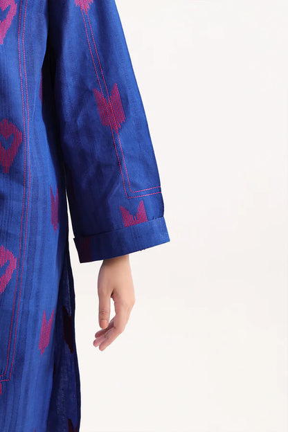 Blue | Saya 3pc Unstitched Cotton Jacquard 3-Piece