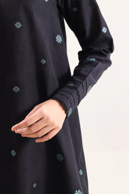 Black | Saya 3pc Unstitched Cotton Jacquard 3-Piece