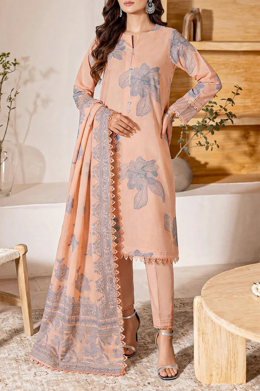 Peach | Saya 3pc Unstitched Cotton Jacquard 3-Piece