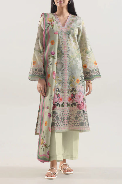 Green | Saya 3pc Unstitched Lawn Suit