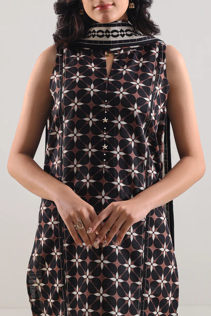 Saya 3pc Unstitched Khaddar Suit | Black