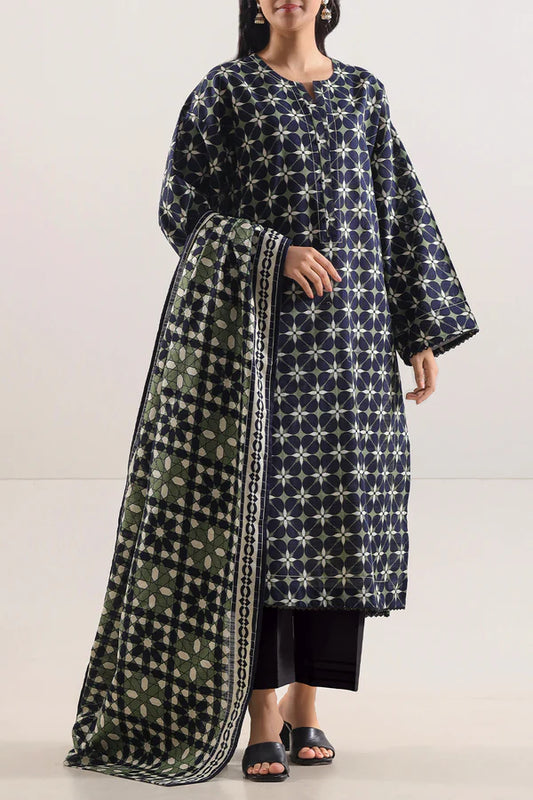 Saya 3pc Unstitched Khaddar Suit | Green