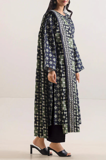 Saya 3pc Unstitched Khaddar Suit | Green