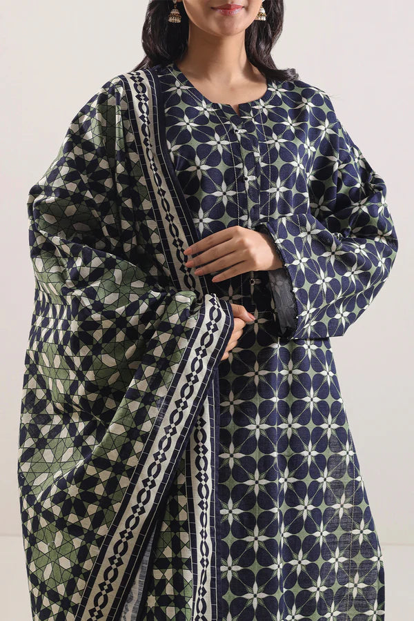 Saya 3pc Unstitched Khaddar Suit | Green