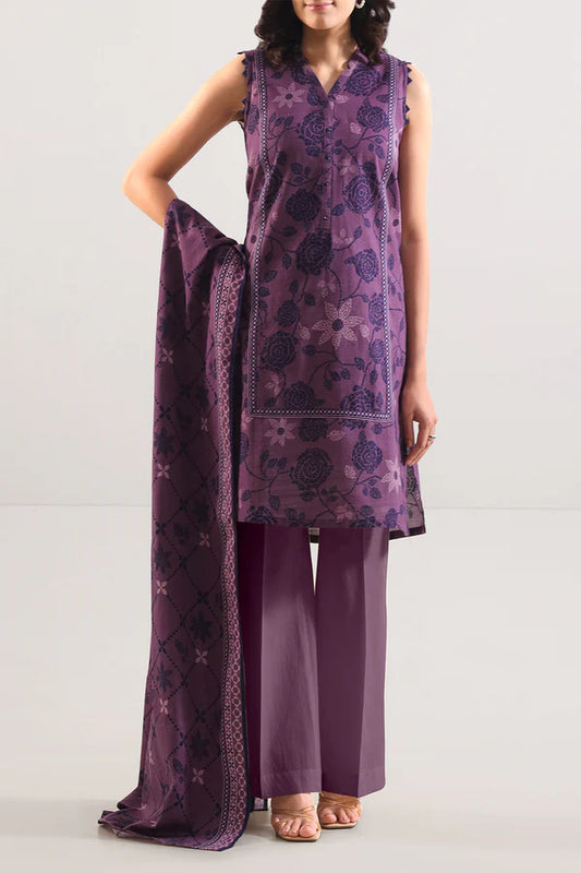 Saya 3pc Unstitched Khaddar Suit | Mauve